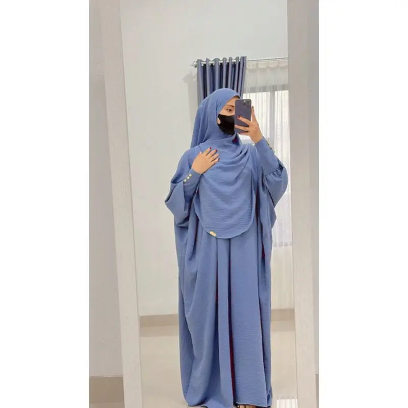 One set kaftan crinkle airflow KAFTAN AISHA gamis muslim wanita dress lebaran  Dewasa 0