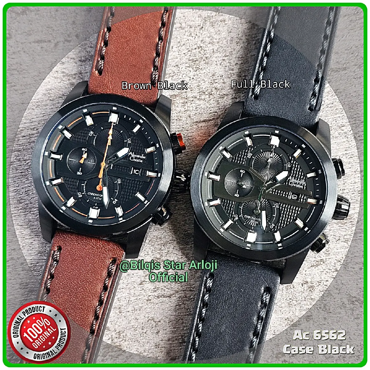 New Alexandre Christie Pria Ac 6562 Mc (Upgrade Ac 6270) Case Black Tali Kulit Original 100%
