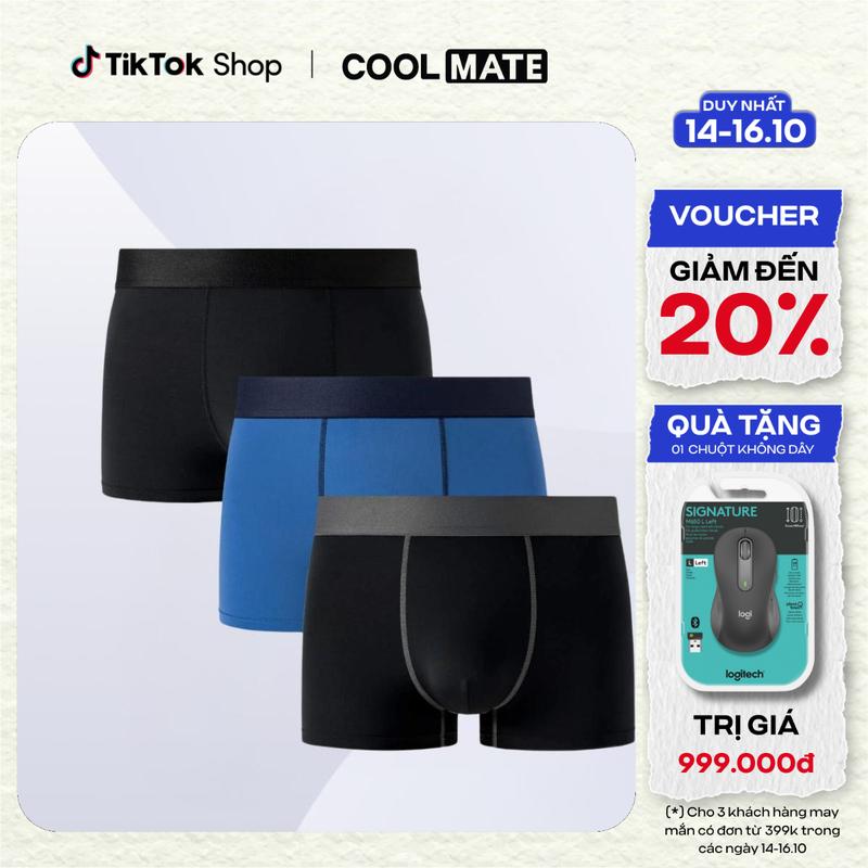 [Outlet Không đổi trả] Combo 3 Quần Lót Nam Trunk Excool Function Thoáng mát - Coolmate