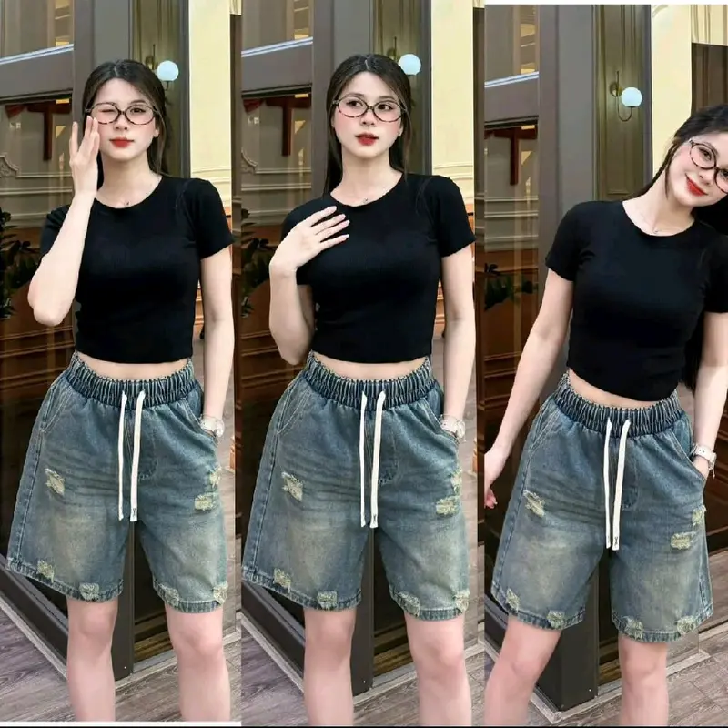 [ 38-95kg ] Quần Jean Ngố Nữ Chất Bò Thổ Dáng Ngố,  Cạp Chun Mặc Trẻ Trung Năng Động Bigsize Đến 95kg 2