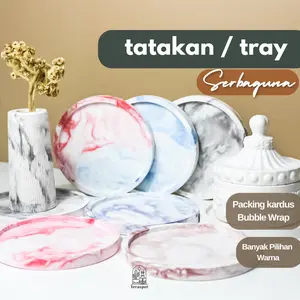 Tatakan / Tray Bulat Serbaguna D. 11 CM Aesthetic - Warna marble - Dekorasi / Aksesoris Mini - Souvenir