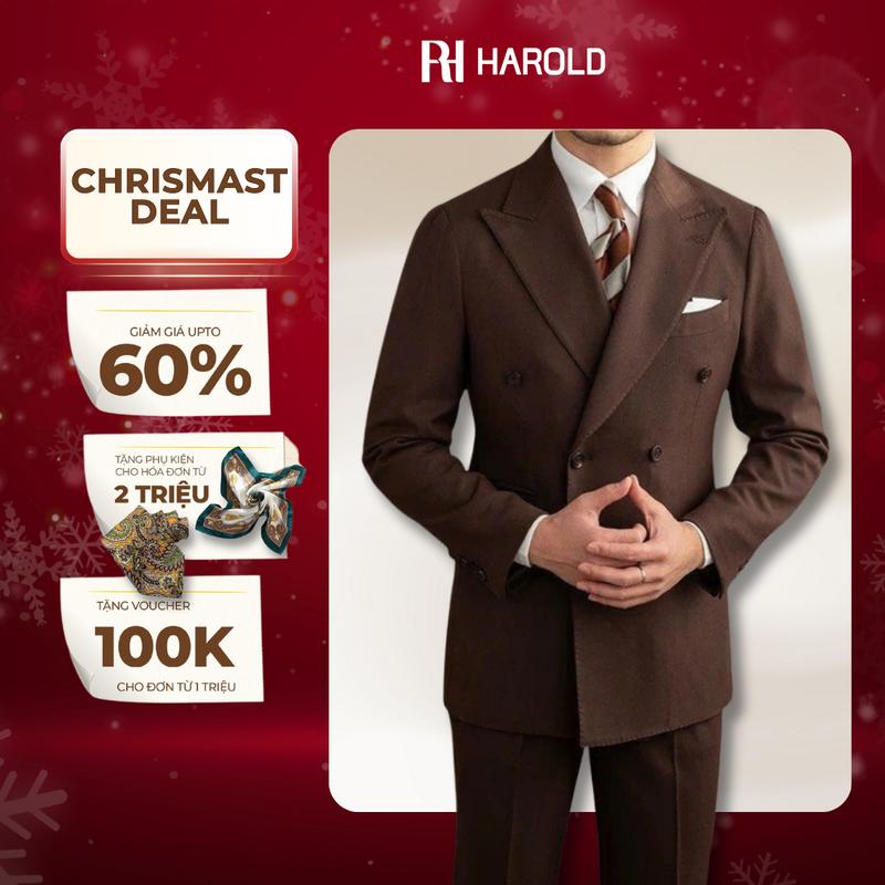  Bộ Suit Nam Cao Cấp Harold Gabardine Nâu Trầm  Suit Jacket + Quần  Bộ Vest Công Sở Đi Tiệc Thiết Kế Sang Trọng Cổ Điển Vải Mềm Mại Co Giãn Thoáng Khí Tốt Chống Nhăn Chống Thấm Nước Bền Màu Đứng Form Slimfit Thanh Lịch - Hàng Cao Cấp Menswear 