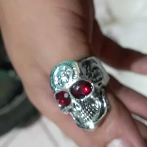 Cincin Random Batu Rubi Hewan Vintage Punk Personalitas Pria Perak Thailand Alloy Serbaguna Fashion Dominan Hadiah