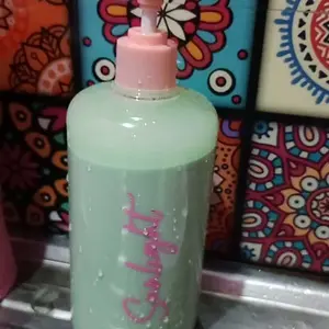Botol Sabun Cair Aesthetic 500ml TUTUP PINK Transparan & Putih Glosy Plastik Pump
