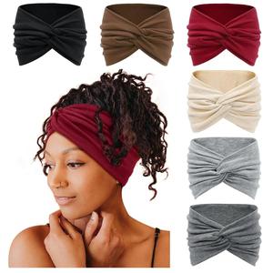 Diadema ancha bohemia de 6 piezas - Banda para el sudor para yoga para mujeres, Diadema de entrenamiento transpirable, Diadema deportiva Boho para correr y fitness