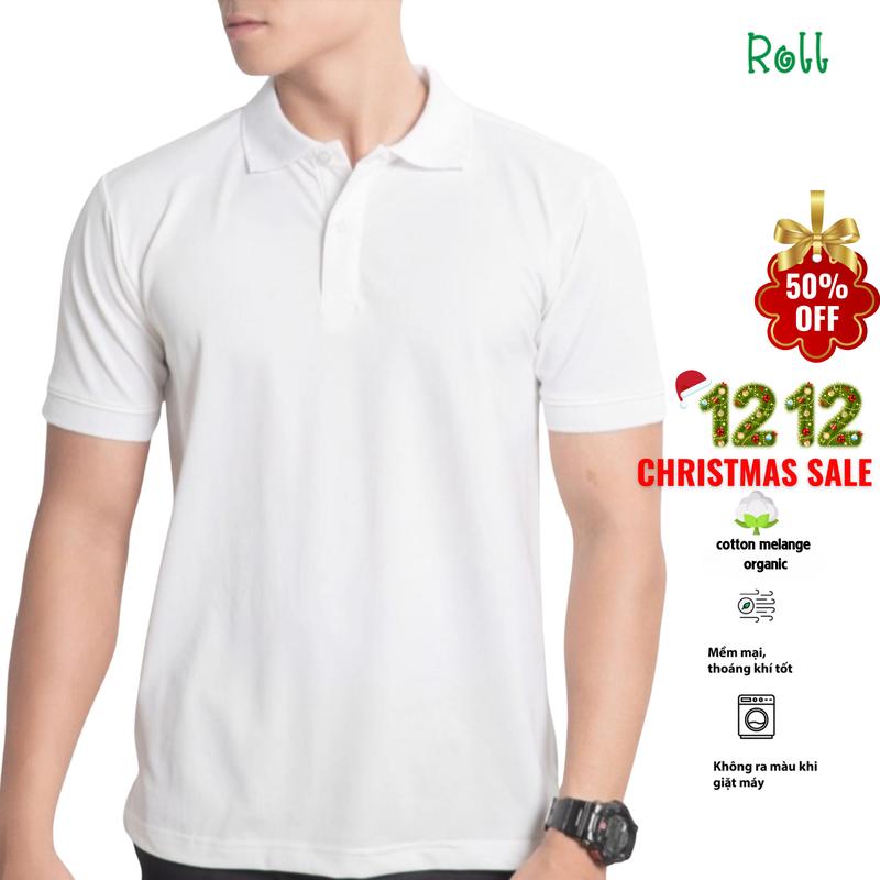  Áo polo nam Roll màu trắng vải Cotton Supima chất xịn mềm mại lành tính không bai xù form chuẩn dễ mặc trẻ trung Menswear Ngắn Tay Có Cổ Shirt 