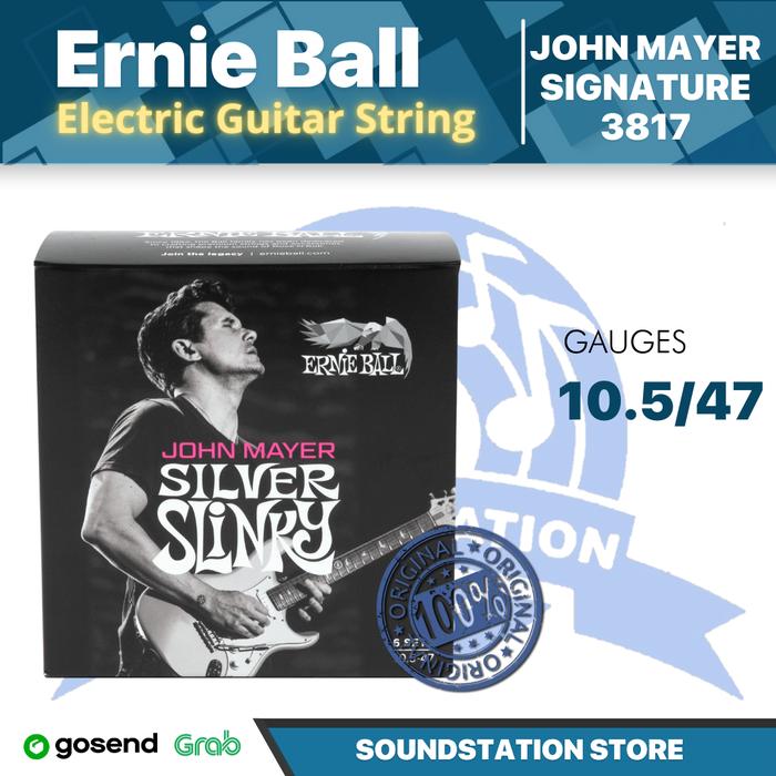 Gambar Ernie Ball 3817 John Mayer Silver Slinky Nickel Wound Electric Guitar Strings, 10.5-47, 6-Pack Box - Senar Gitar Asli dari SoundStation Store Kota Tangerang Selatan Tokopedia