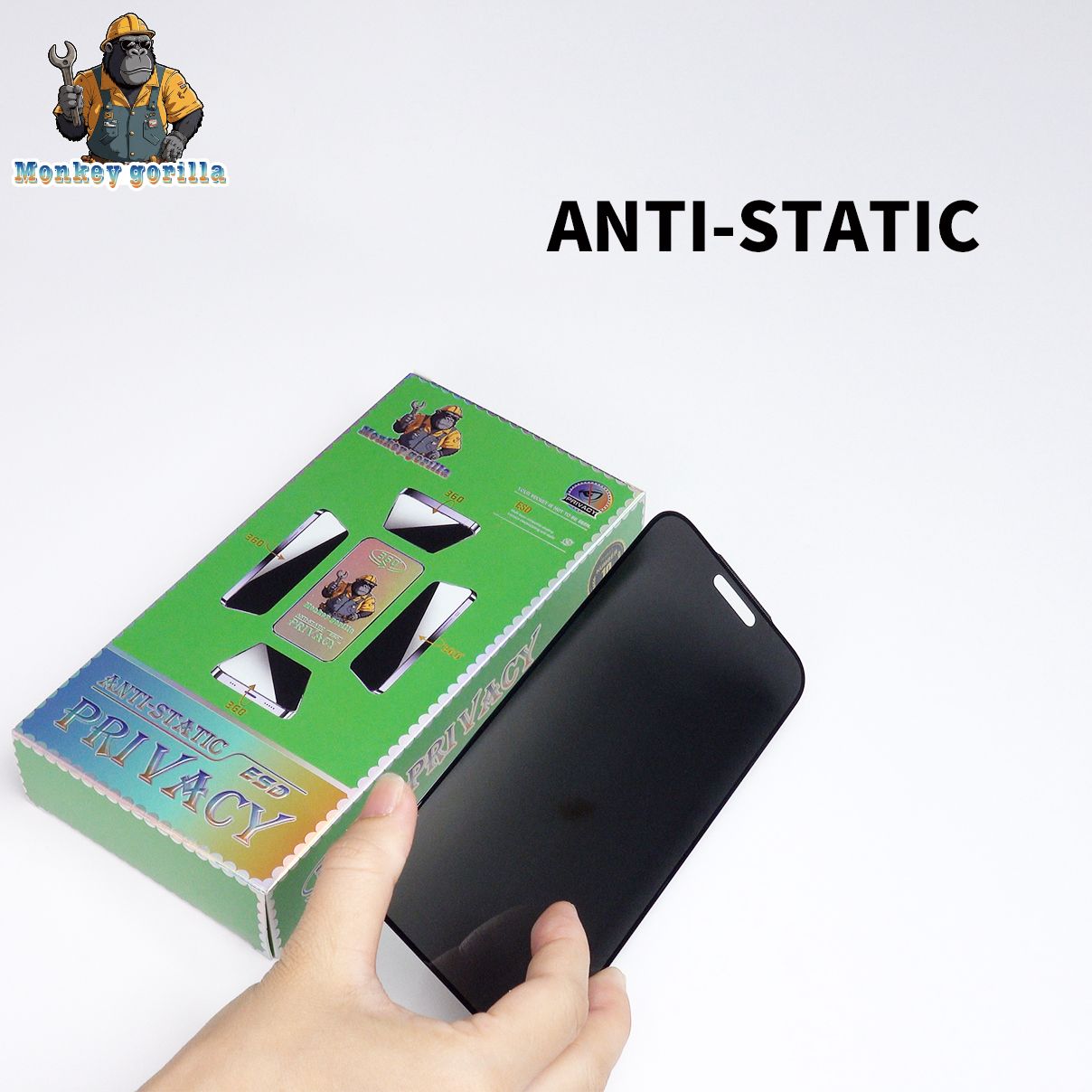 Tempered Glass ESD SPY 360 PRIVACY FOR IPHONE 11 12 13 14 15 16 PRO MAX 17 AIR 17 PRO MAX X XR XS MAX dengan Anti Static dan Kualitas Premium