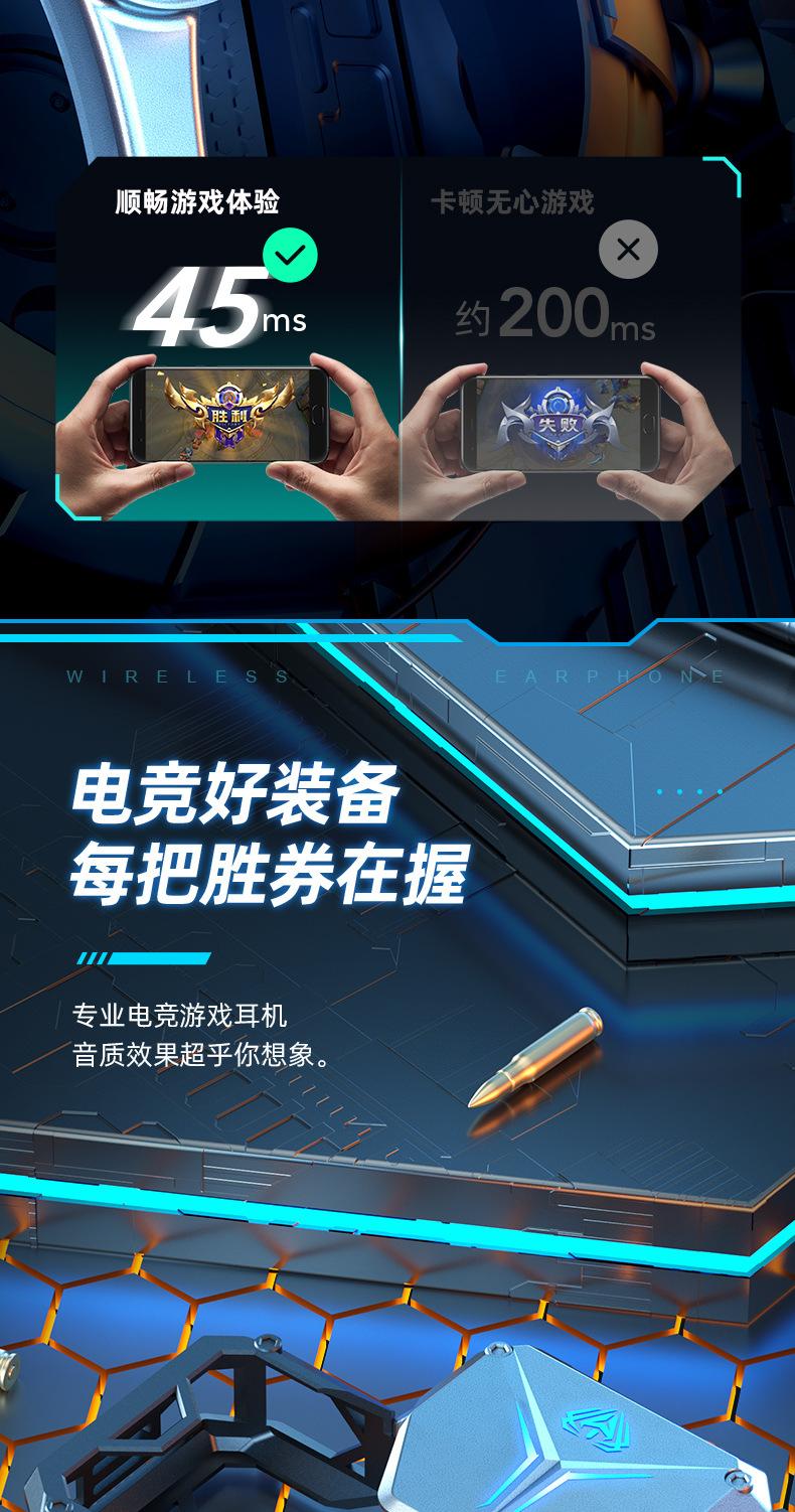 Product Introduction of ชุดหูฟังบลูทูธ E-Sports แบบ Mech, Sp23, ไร้สาย 5.3, เกมมาโคร, เวลาแฝงต่ำ, อายุการใช้งานแบตเตอรี่ยาวนานเป็นพิเศษ, มาใหม่ 4