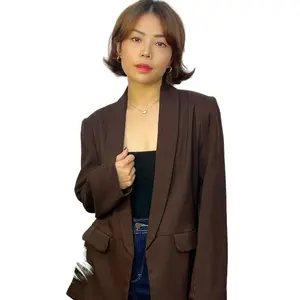 Chloebeautyshop - Blazer Wanita Blanik Bahan capella Tebal Atasan Outer Kantor Cewek Formal Panjang Kerja Hitam Nyaman Baju