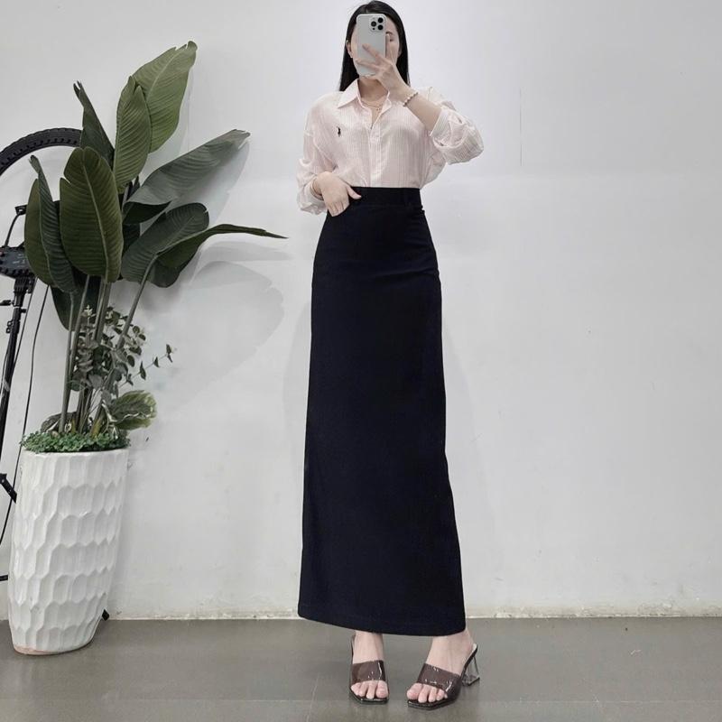 Chân váy công sở kaki chéo dáng bút chì sẻ tà sau hàng thiết kế độc quyền nhà Lo.xo’s House