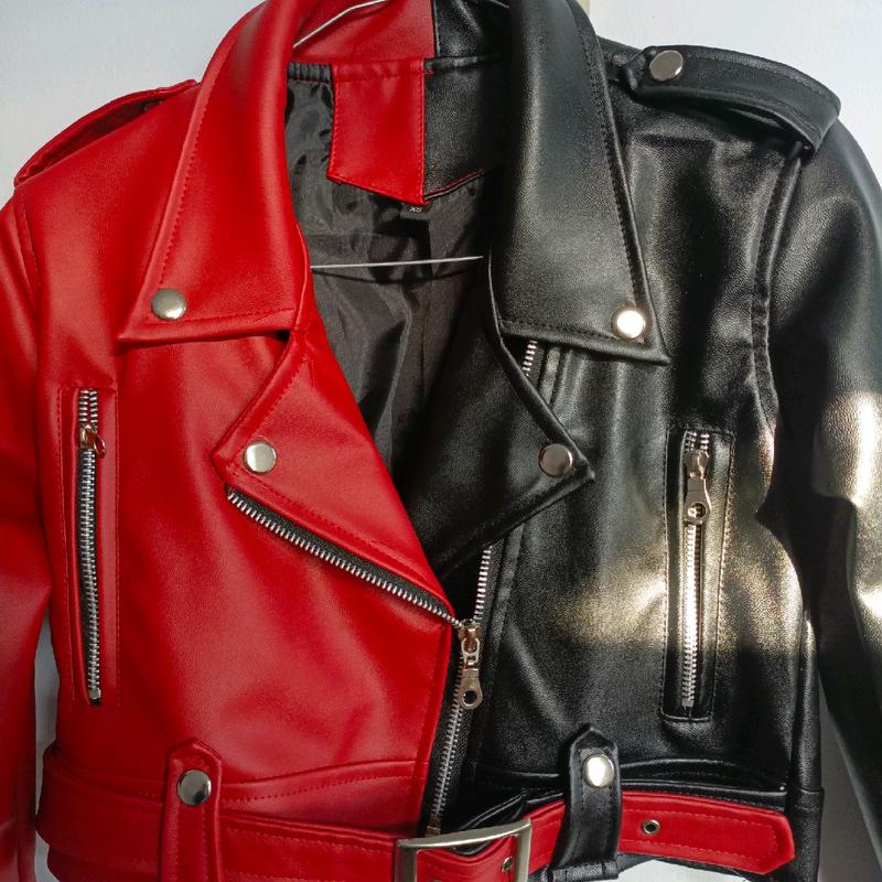 jaket crop wanita black merah semi kulit  terlaris 4