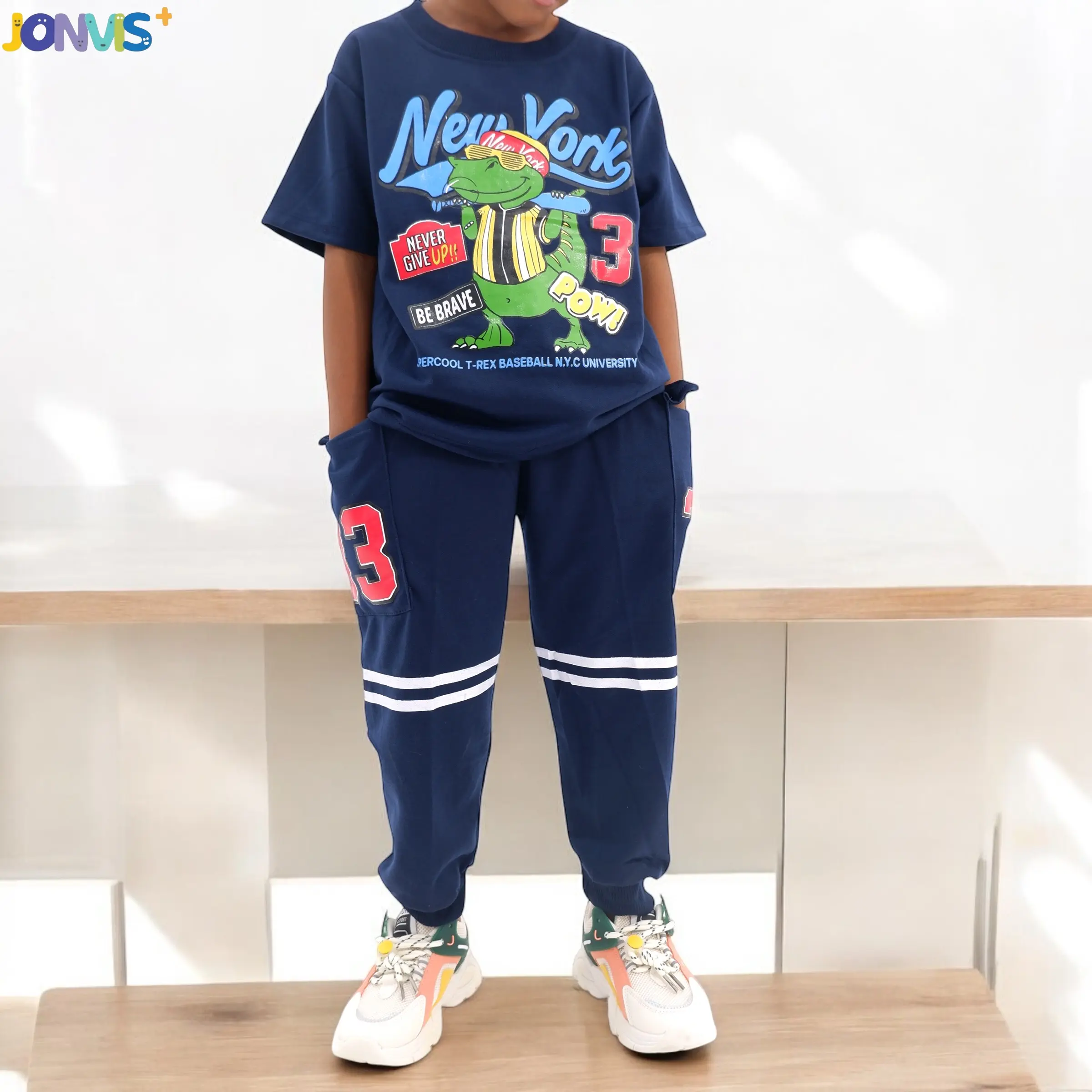 Baju anak laki-laki dan perempuan Stelan pakaian anak laki-laki dan perempuan untuk anak umur 1-8Tahun bermotif Buaya dan zebra Anak-Anak