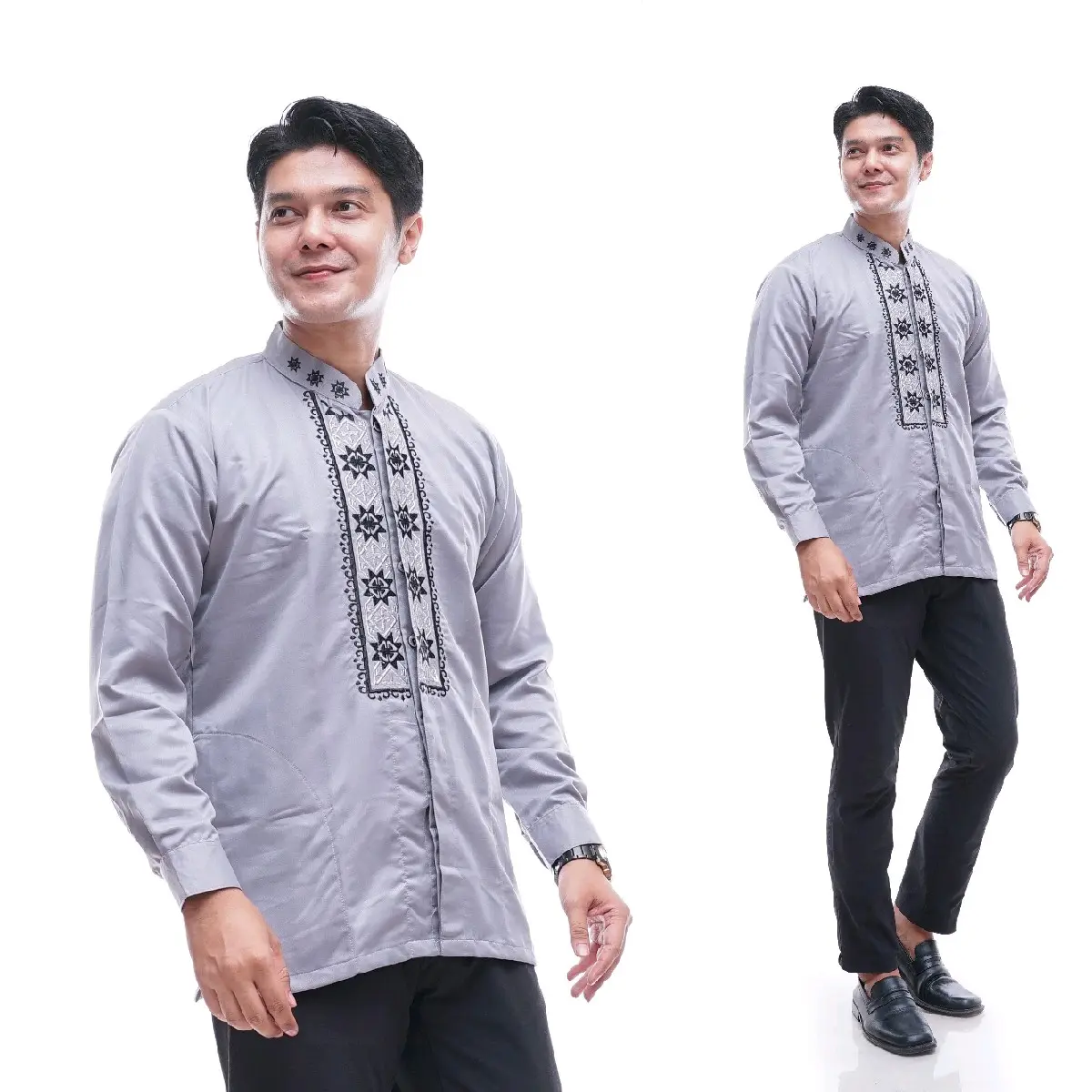 Al-khaj Baju Koko Bordir Pria Dewasa Lengan Panjang Manset Bahan Katun Toyobo import