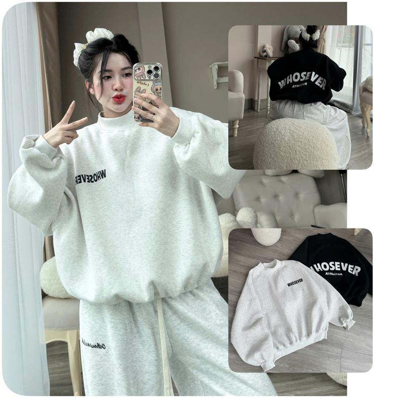 Áo Nỉ Sweater nỉ tàu l1 tay phồng from Boxy chất nỉ bông dày dặn nam nữ unisex WHOSEVER