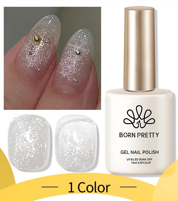 Gel Sơn Lấp Lánh Móng Tay BORN PRETTY 15ml Lung Linh Trắng Gel Lấp Lánh Ngọc Trai Trắng Nghệ Thuật Làm Móng Tự Làm UV Và Đèn LED Ngâm Tắt 60410