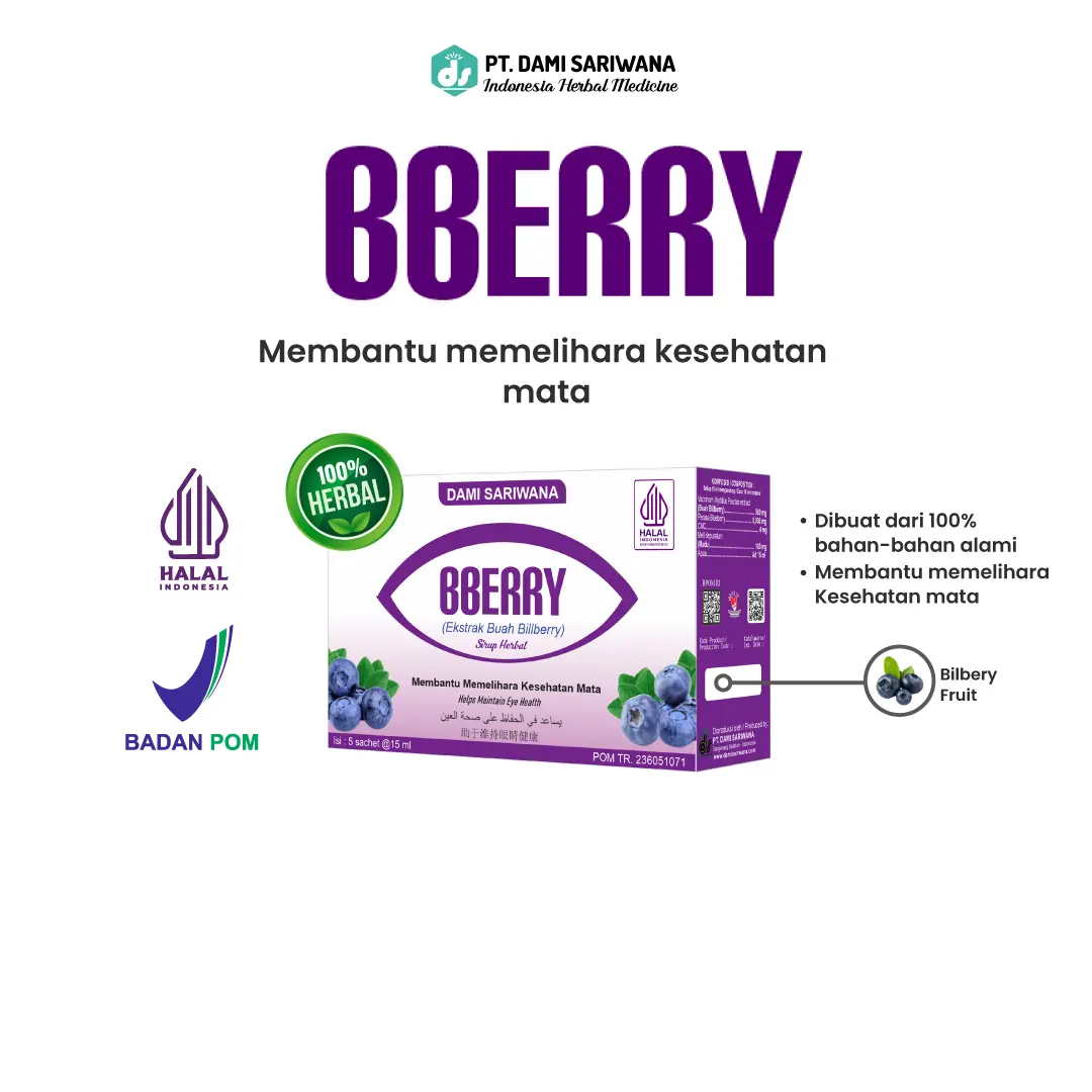 Bberry cair 1 Box isi 5 Sachet Dami Sariwana Membantu Memelihara Kesehatan Mata