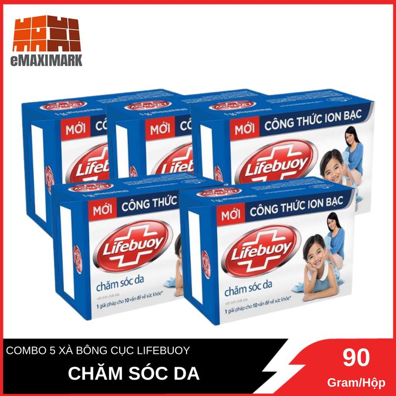COMBO 5 Xà Bông Cục Lifebuoy Chăm Sóc Da Với Tinh Chất Sữa 90gx5