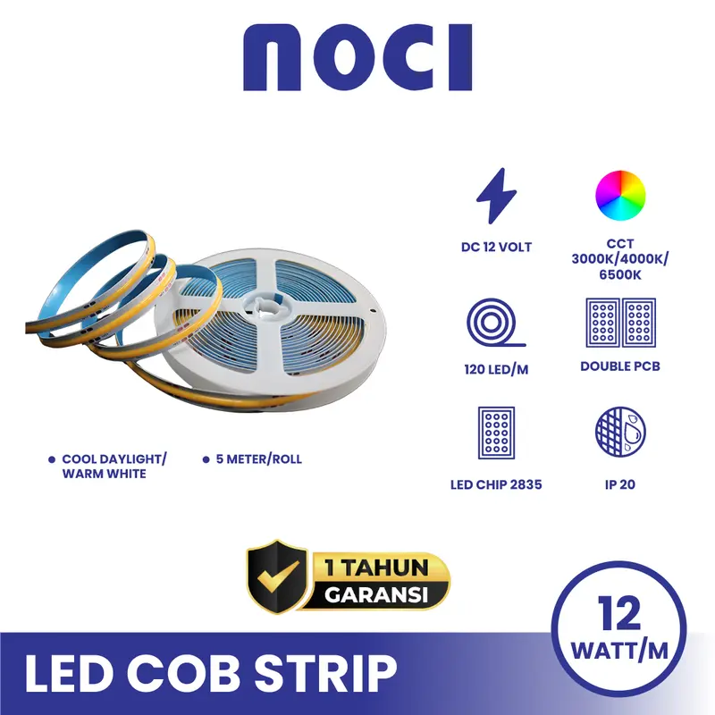 Noci Lampu Selang Mata Rapat IP20 LED Strip/COB Strip Cahaya Kuning 3000K/Netral 4000K/Putih 6500K Super Terang Hemat Daya