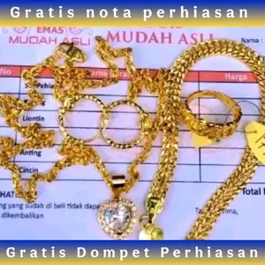 Termurah Set perhiasan Titanium gold 24k lapis emas mudah Gratis Surat nota pembelian