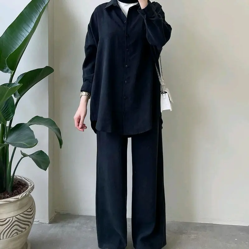 baju setelan wanita terbaru aluna ukuran jumbo ld 140 bahan polo linen 0