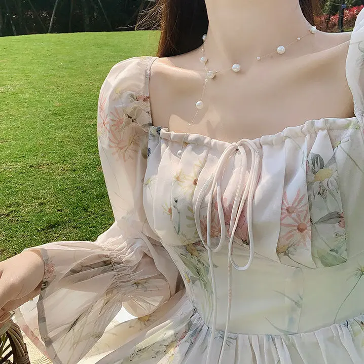 Gaya Baru Gaun Sifon Lengan Panjang Fairy Dress Cantik 5