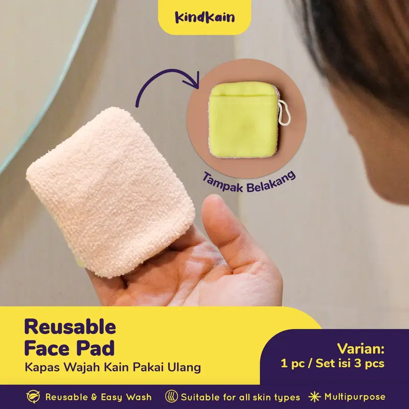 KindKain Kapas Kain Wajah Muka Cuci Pakai Ulang Reusable Cotton Pad 1
