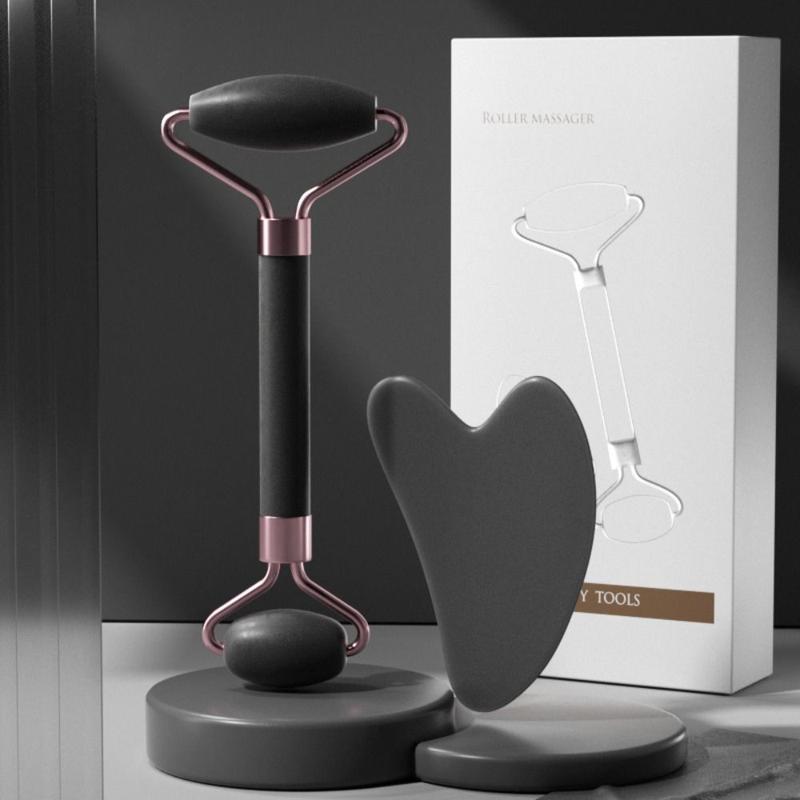 2pcs/set Double Headed Guasha Set New Resin Portable Face Roller Wrinkle Remover Neck Massager Gua Sha Scraper Board 7