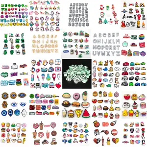 25 Sets Kinds Shoe Croc Charms for Alphabet Animals Food Plants PVC