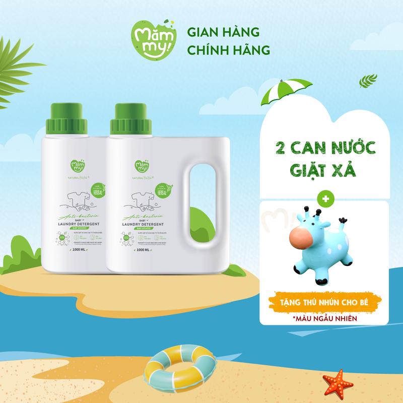 [TẶNG THÚ NHÚN CHO BÉ] 2 Can Nước giặt xả sinh học (Mùi em bé + Mùi nắng mới) cho trẻ sơ sinh Mămmy an toàn và không gây kích ứng da cho mẹ và bé giúp loại bỏ vết bẩn, vi khuẩn, nấm, mùi hôi
