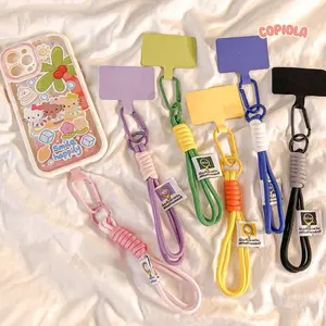 Tali Ponsel Pendek Warna-Warni Antihilang Portabel Klip Tali Gantung Pergelangan Tangan Universal