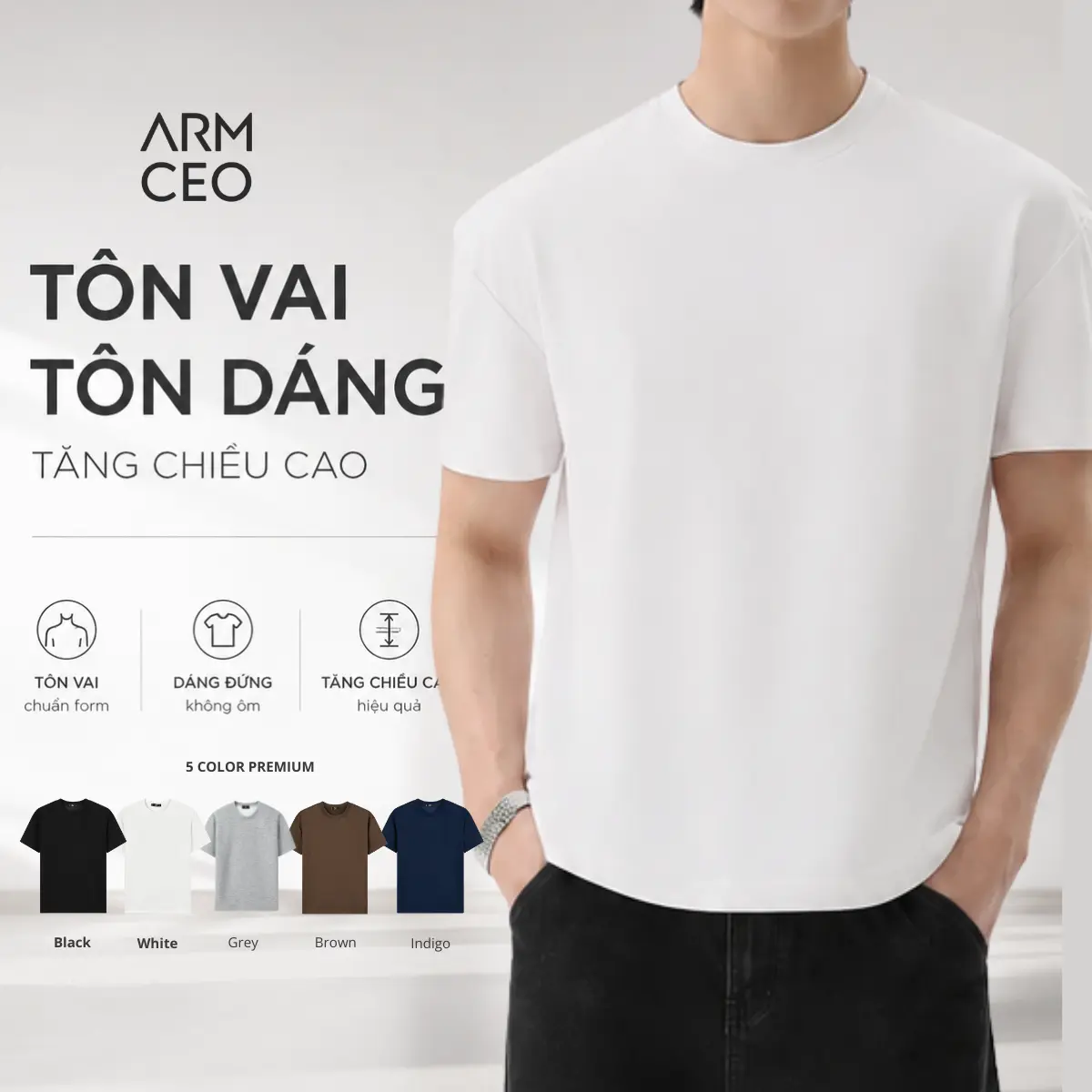 Áo thun ARMCEO Oscar 2026 chống nhăn, tôn dáng công nghệ mới, siêu mềm mịn đứng form 300GSM