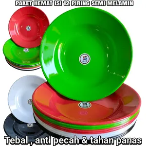 PAKET HEMAT 12 PCS PIRING MAKAN 9 inchi SEMI MELAMIN SIBA Kitchenware Plastik