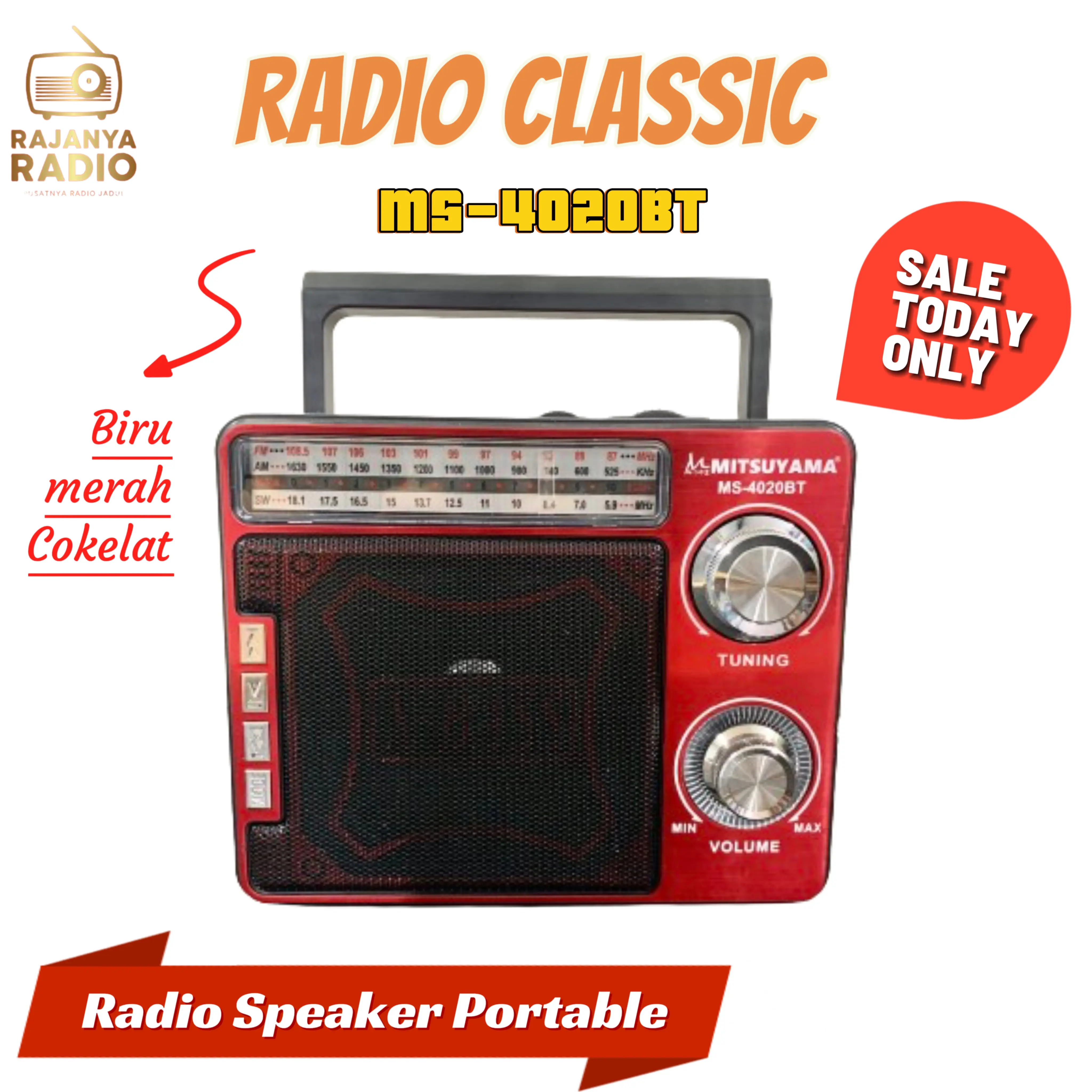 Speaker Radio FM AM Bluetooth USB Senter Mitsuyama MS-4020BT Classic