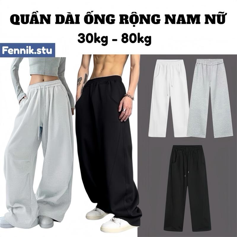   30kg - 90kg   Quần Dài Ống Rộng có dây rút basic NAM NỮ chất nỉ mát Fennik.stu Menswear 