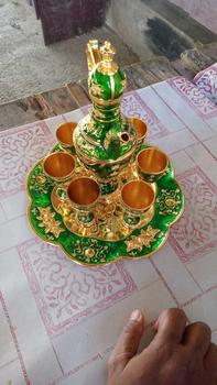 Product Review of Teko Arab Aladin Mewah Kode A19 - Set 6 Gelas, 1 Teko, 1 Nampan - Logam Warna Emas Tahan Lama Buatan Mesin from a**k 0
