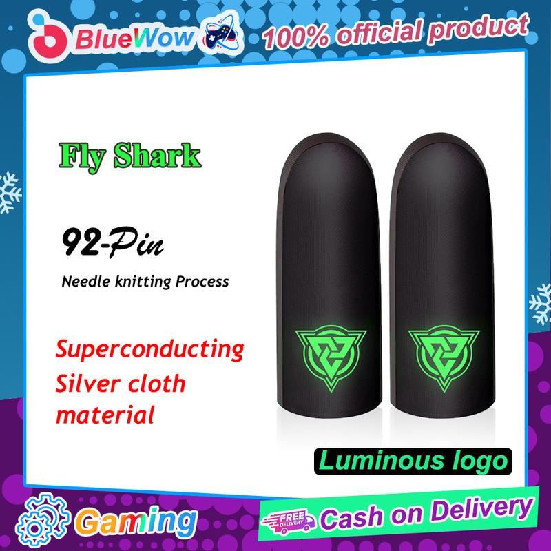 BlueWow Gaming Finger Sleeves Luminous Logo Game Gloves For Mobile Game Ultra-thin Silver Cloth Anti-Sweat Finger Sleeve