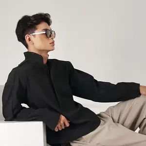 HANEUM - Kemeja Boxy Fit Zhao Shanghai - Kerah Koko Lengan Panjang Basic Pria