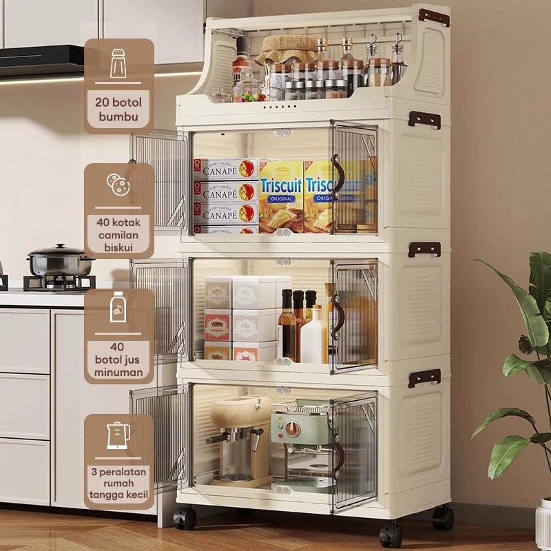 Orderly Home.ID No-Installation Foldable Storage Cabinet Rak Lipat Plastik & Stainless Steel untuk Makeup Dapur Kamar Tidur Ruang Tamu Organisasi Barang Orderly Home.ID No-Installation Foldable Storage Cabinet Rak Lipat Plastik & Stainless Steel untuk Makeup Dapur Kamar Tidur Ruang Tamu Organisasi Barang