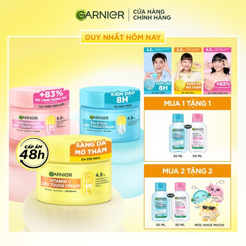 MỚI! Kem dưỡng ẩm Garnier kết cấu ráo mịn như Mochi cấp ẩm 48H cho da căng mịn fullsize 50ml - Garnier Dry Touch Cream 50ml