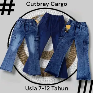 Celana jeans cutbray cargo anak umur 7-12 tahun terbaru Fashion