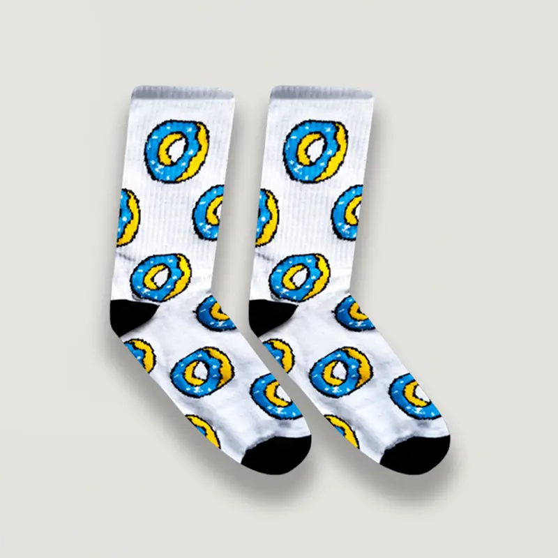 KAOSKAKI DISTRO / KAOS KAKI SKATE / KAOSKAKI SEKOLAH - Donat Blue P1 Pria Hitam Motif Wanita Unisex Dewasa Casual Panjang 0