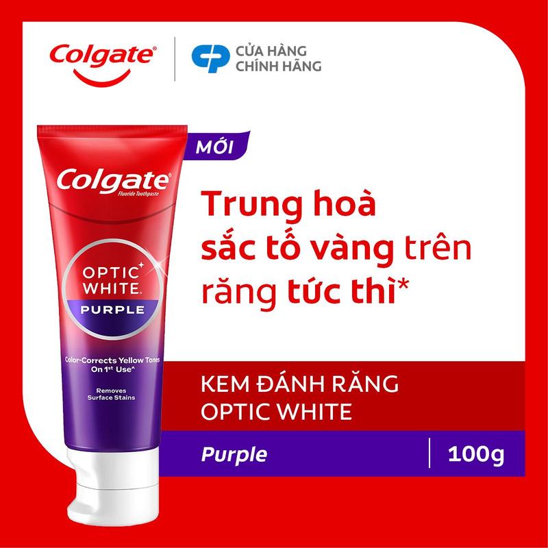 Kem Đánh Răng Colgate trắng răng Optic White Purple 100g - công nghệ sắc tím,…