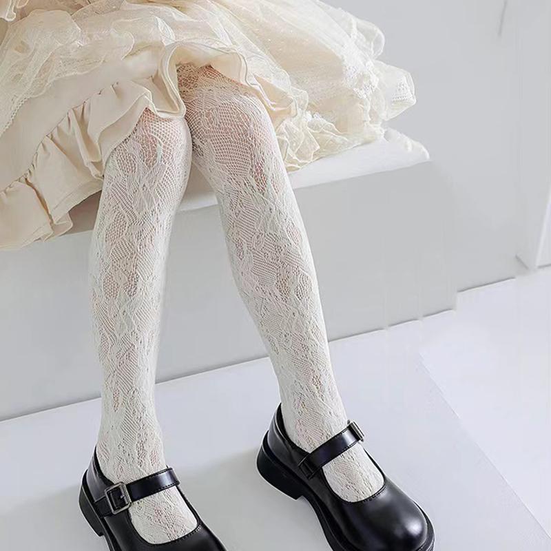 Product Introduction of 1pc Youngsters's Summer Ultra-thin Flower Mesh Tights Girls Jacquard Mesh Tights and Tights Youngsters's Tights and Tights Summer Ultra-thin Mesh Dark Flower Tights Girls Body Tights 4