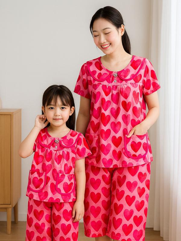  Bộ Tole 2 da tay ngắn quần lững phối bèo màu tiểu thư cho Mẹ và bé gái từ 9-70kg chất liệu mềm mịn đường may chắc chắn 