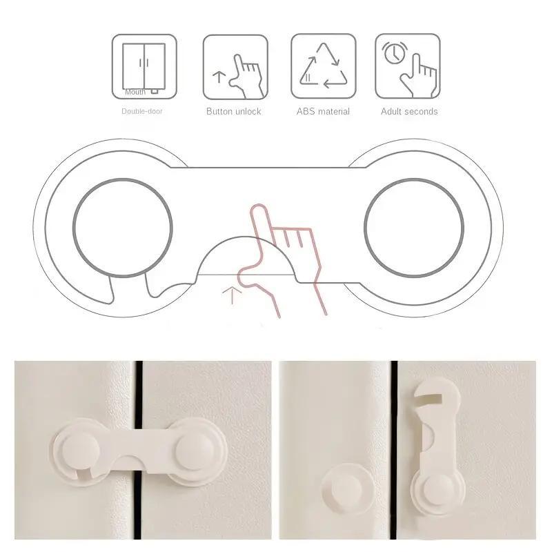 Safety Refrigerator Cabinet Lock, Window Closet Wardrobe Safety Lock,Cabinet Door Locks with Adhesive for Drawer Cupboards Fridge Closet and Pantry 4
