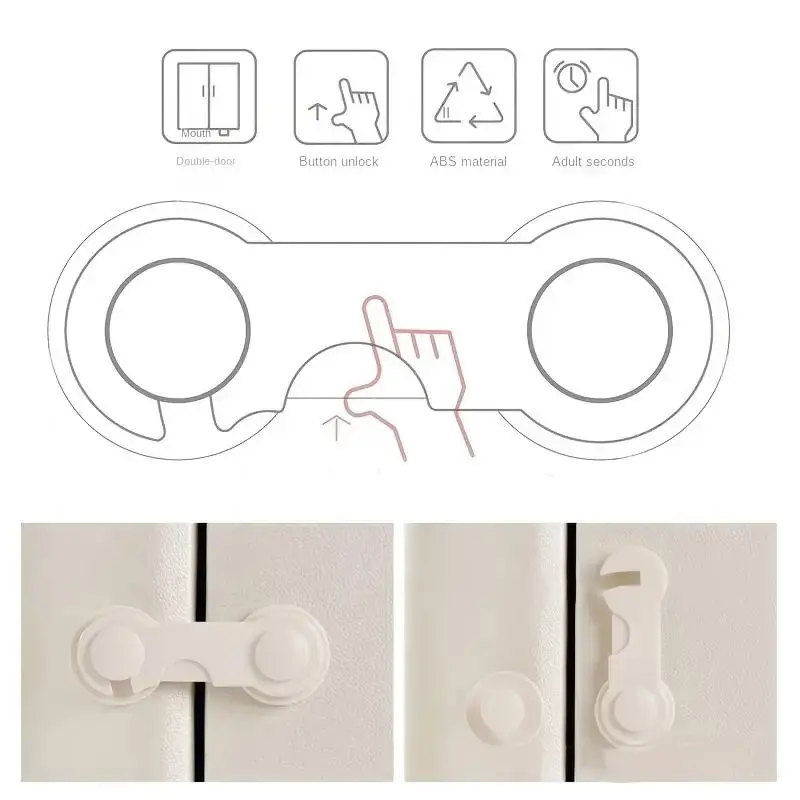 Safety Refrigerator Cabinet Lock, Window Closet Wardrobe Safety Lock,Cabinet Door Locks with Adhesive for Drawer Cupboards Fridge Closet and Pantry 4