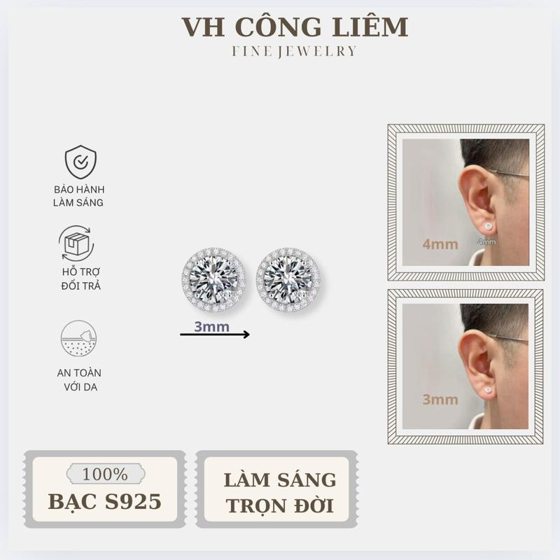 Bông tai nam đính đá chủ ở giữa siz nhỏ phong cách cho các anh em.