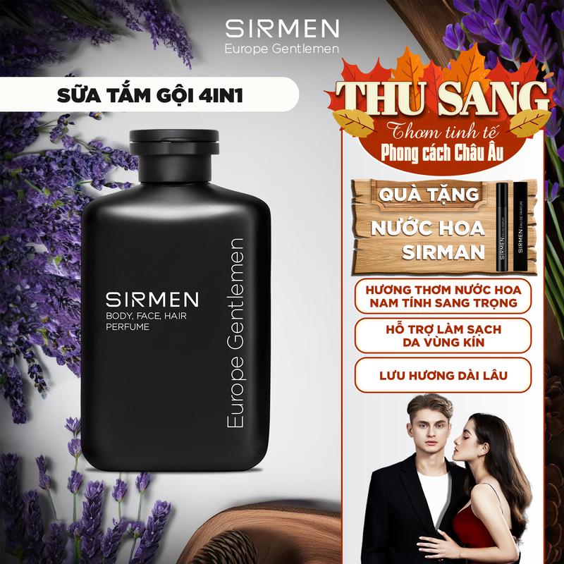 Sữa tắm gội nam 4 in 1 hương nước hoa châu Âu SIRMEN Europe Gentlemen 350g công nghệ tiên tiến