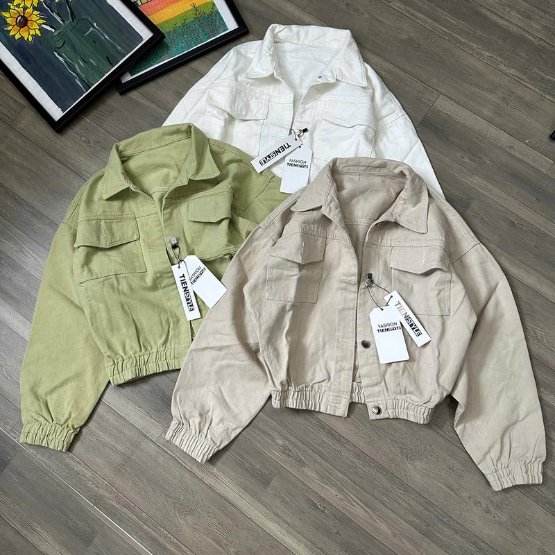  TIENSTYLE - Áo Khoác Jean Nữ Bo Chun Eo Mạc Nâu Tay Rộng Áo Khoác Đẹp Girl Phố Chất Liệu Cao Cấp Form Rộng Lửng Tay Dơi Tiện Dụng 